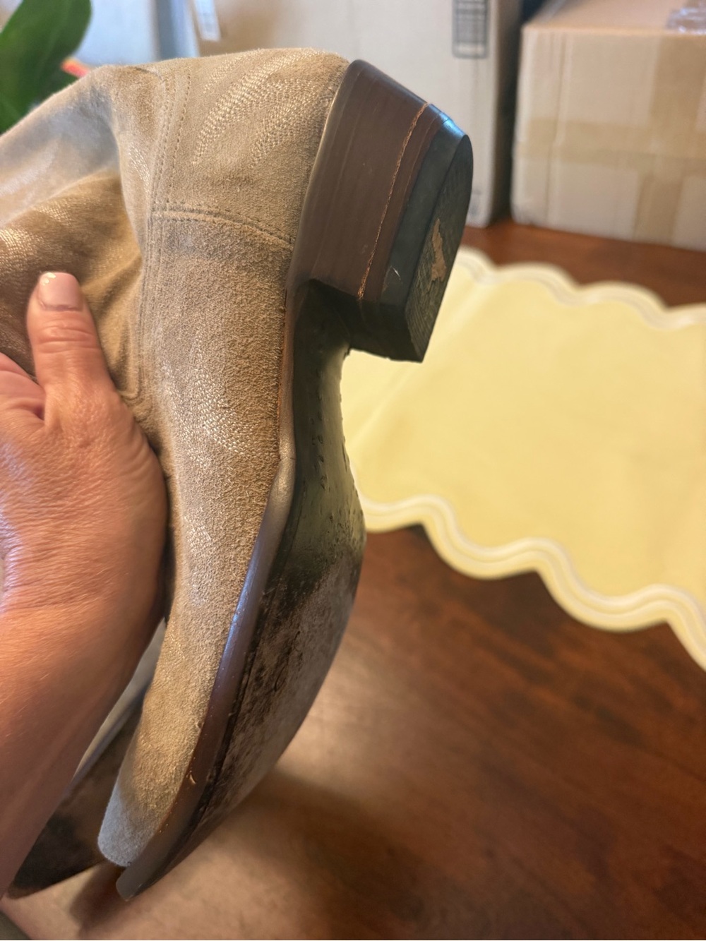 KEmo Sabe Women's Tan Suede Cowboy Boots with Decorative Stitching - Picture 8 of 8